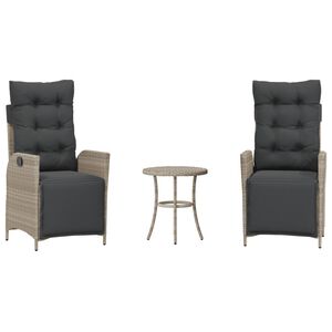 vidaXL 3-dijelni bistro set s jastucima svjetlosivi od poliratana