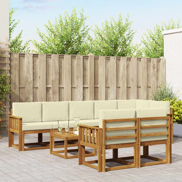 vidaXL Set vanjskih sofa s jastukom 9 pcs Prirodna i krem