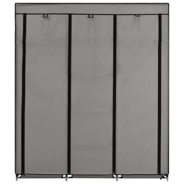 282456 vidaXL Wardrobe with Compartments and Rods Grey 150x45x175 cm Fabric