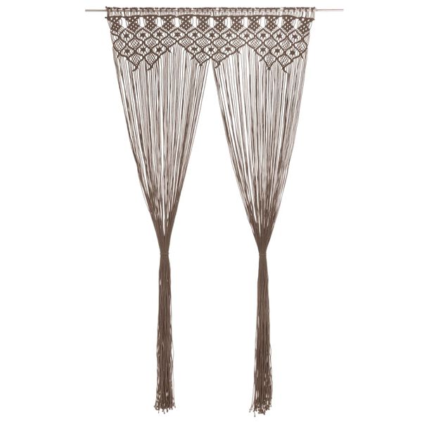 vidaXL Zavjesa s makrameom smeđe-siva 140 x 240 cm pamučna