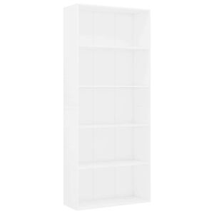 vidaXL Ormarić za knjige s 5 razina bijeli 80 x 30 x 189 cm drveni