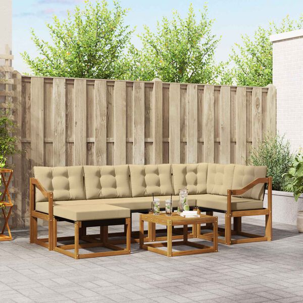 vidaXL Set vanjskih sofa s jastukom 7 pcs Prirodna i bež