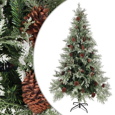 vidaXL Božićno drvce sa šiškama zeleno-bijelo 195 cm PVC i PE