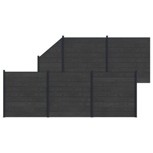 vidaXL Panel ograde 6 pcs WPC i aluminij Crna