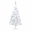 vidaXL Umjetno osvijetljeno božićno drvce s kuglicama bijelo 120cm PVC