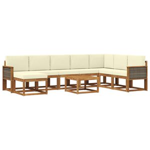 vidaXL Set vanjskih sofa 9 kom. Prirodna i krem Čvrsto drvo akacije