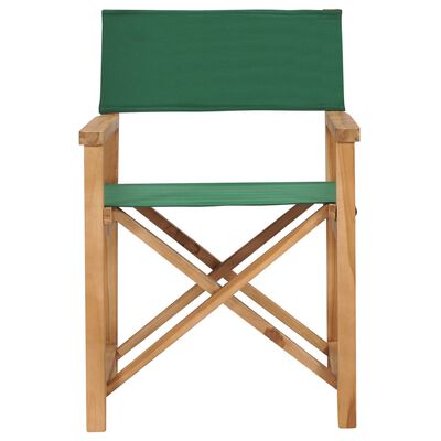vidaXL Sklopiva redateljska stolica od masivne tikovine zelena