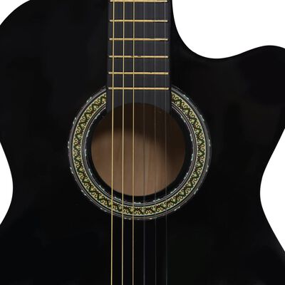 vidaXL 12-dijelni set gitare Western s ujednačivačem i 6 žica crni