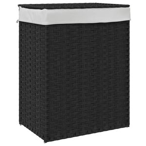 vidaXL Ko&scaron;ara za rublje s poklopcem crna 46 x 33 x 60 cm od poliratana