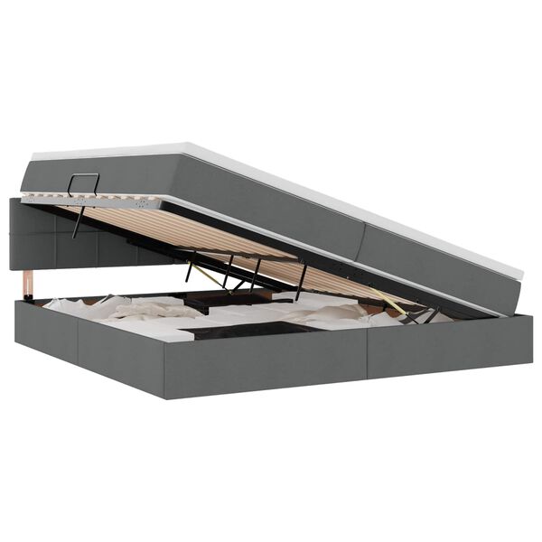 vidaXL Krevet s prostorom za pohranu s LED-om Tamno siva 200 x 200 cm