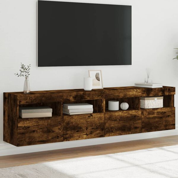 vidaXL Zidni TV ormarići LED 2 kom boja hrasta 80x30x40 cm