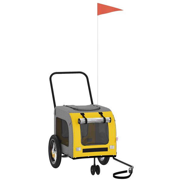 vidaXL Prikolica za bicikl za kućne ljubimce s pohranom Žuta i Siva