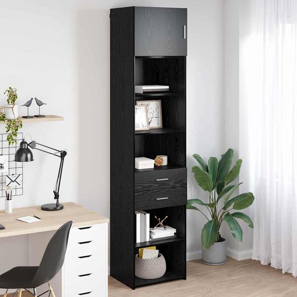 vidaXL Highboard Zidne Crni hrast 50 x 42,5 x 225 cm Konstruirano drvo