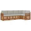 vidaXL Set vanjskih sofa 5 kom. Prirodna i svijetlo siva Poliester