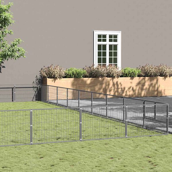 vidaXL Kavez za pse srebrni 81 m&sup2; čelični