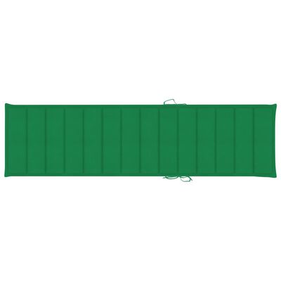 vidaXL Ležaljka za sunčanje od masivne tikovine sa zelenim jastukom
