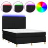 vidaXL Krevet box spring s madracem LED crni 140x200 cm od tkanine