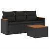 vidaXL 4-dijelni set vrtnih sofa od poliratana s jastucima crni
