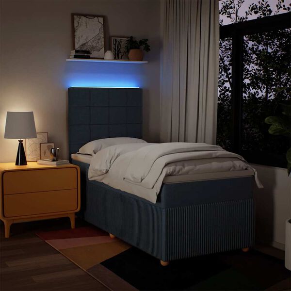 vidaXL Krevet s oprugama i madracem plavi 90 x 200 cm od tkanine