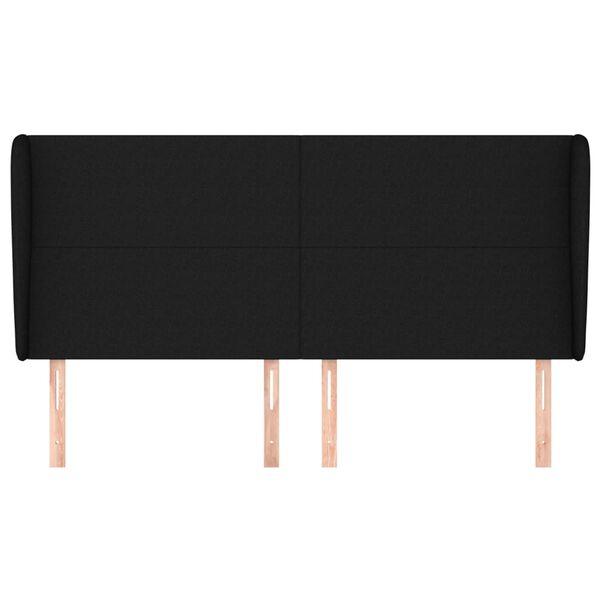 vidaXL Uzglavlje s u&scaron;ima crno 183x23x118/128 cm od tkanine