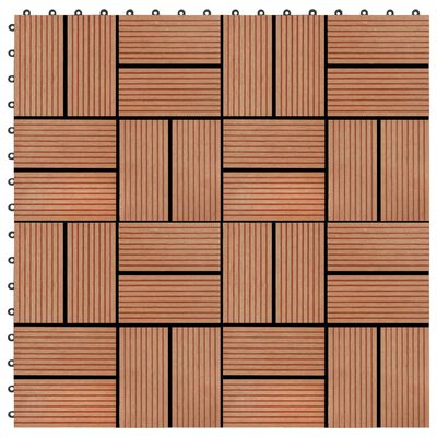 vidaXL Pločice za trijem 22 kom 30 x 30 cm 2 m² WPC boja tikovine