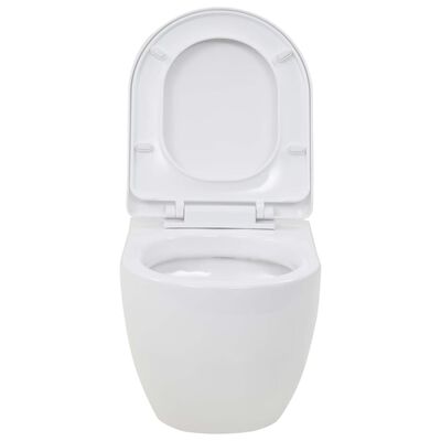 vidaXL Zidna toaletna školjka s ugradbenim vodokotlićem keramička bijela