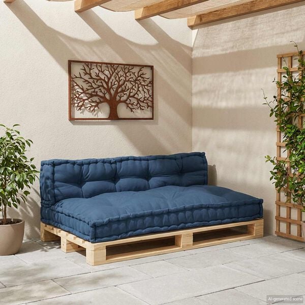 vidaXL Jastučić za paletni kauč 2 pcs Indigo 120 x 80 x 38 cm Tkanina