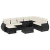 vidaXL 9-dijelni set vrtnih sofa s jastucima crni od poliratana
