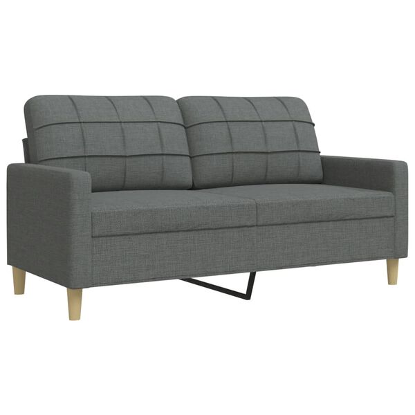vidaXL 3-dijelni set sofa s tabureom i jastucima tamnosivi tkanina