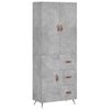 vidaXL Visoka komoda siva betona 69,5x34x180 cm od konstruiranog drva