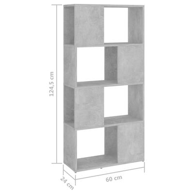 vidaXL Ormarić za knjige / sobna pregrada boja betona 60x24x124,5 cm