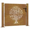 vidaXL Vrtna vrata 100x75 cm Corten čelik Dizajn stabla