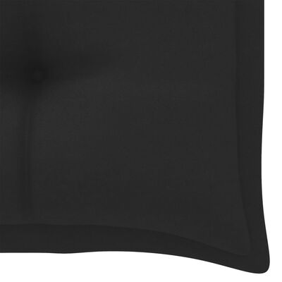 vidaXL Vrtna klupa s crnim jastukom 112 cm od masivne tikovine
