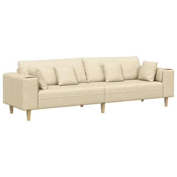vidaXL Sofa s jastukom Krema 250 x 77 x 76 cm tkanina