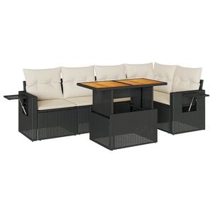 vidaXL 6-dijelni set vrtnih sofa s jastucima crni od poliratana
