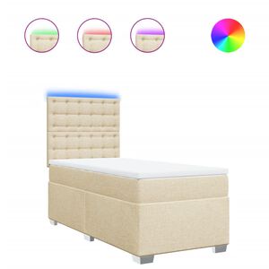 vidaXL Okvir kreveta s oprugama i madrac krem 80x200 cm od tkanine