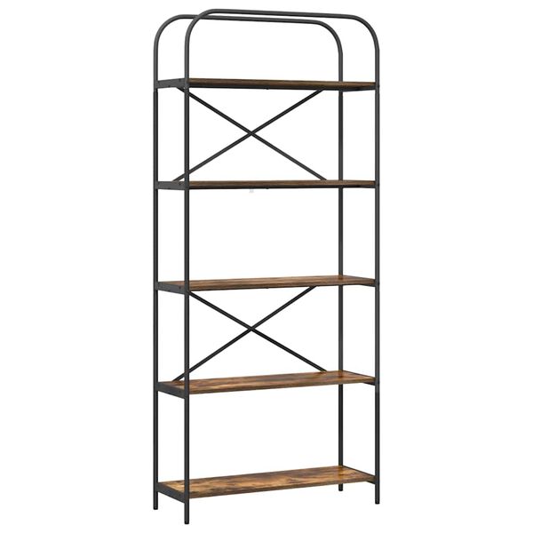 vidaXL Polica Dimljeni hrast 80 x 30 x 183 cm Konstruirano drvo