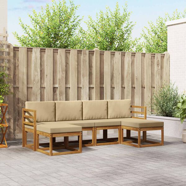 vidaXL Set vanjskih sofa 6 pcs Prirodna i bež Konstruirano drvo