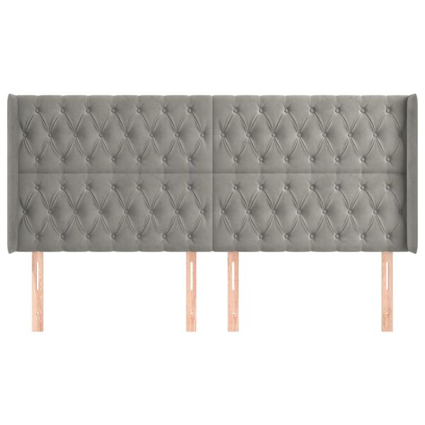 vidaXL Uzglavlje s u&scaron;ima svjetlosivo 183x16x118/128 cm bar&scaron;unasto