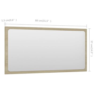 vidaXL Kupaonsko ogledalo boja hrasta 80x1,5x37 cm konstruirano drvo