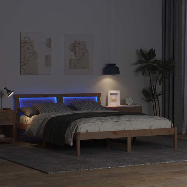 vidaXL Krevetna konstrukcija Smeđa 160 x 200 cm Čvrsto borovo drvo