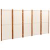 vidaXL Sobna pregrada s 5 panela krem bijela 350 x 180 cm