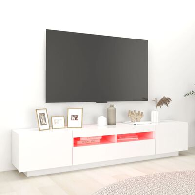 vidaXL TV ormarić s LED svjetlima bijeli 200 x 35 x 40 cm