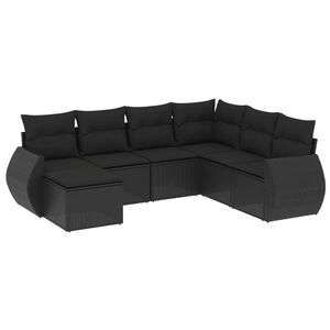 vidaXL 7-dijelni set vrtnih sofa od poliratana s jastucima crni