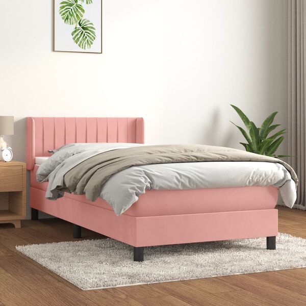 vidaXL Box spring krevet s madracem ružičasti 90x190 cm bar&scaron;unasti