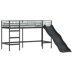 vidaXL Krevet na kat za djecu s toboganom Crna i antracit 75 x 190 cm