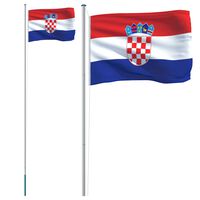vidaXL Hrvatska zastava i jarbol 6,23 m aluminijski