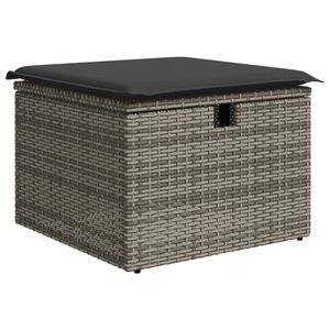vidaXL Vrtni tabure s jastukom sivi 55 x 55 x 37 cm od poliratana