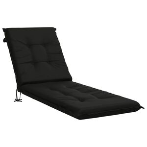 vidaXL Jastučić za ležaljku GEMERT 100% poliester Crna 190 x 50 x 9 cm