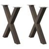 vidaXL Noge za blagovaonski stol u obliku slova X, 2 kom, prirodni čelik, 80 x (72-73) cm, čelik
